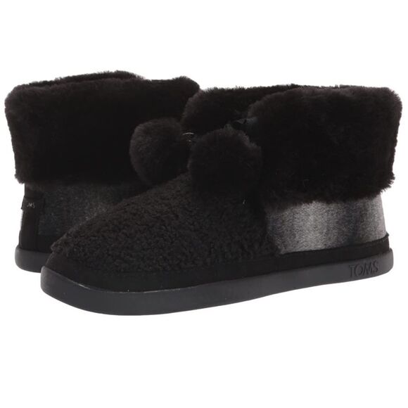 TOMS Celeste Faux Shearling Leopard Bootie Slippers Size 8 A2 - Picture 1 of 12